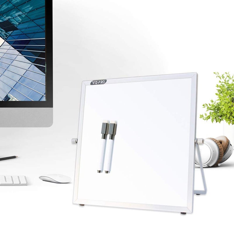 VIZ-PRO Small Desktop Dry Erase Board/Portable Whiteboard Easel for Kids 10 x 10 Inches with 2 Markers - Image 4